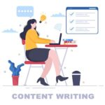 Content writer or journalist background vector illustration for copy writing, research, development idea and novel or book script in flat style _ Premium Vector