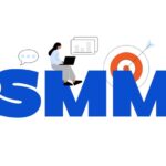 Lettering SMM with social media signs and target text